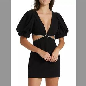 A.L.C. Black Dress with Puff Sleeves and Cutout